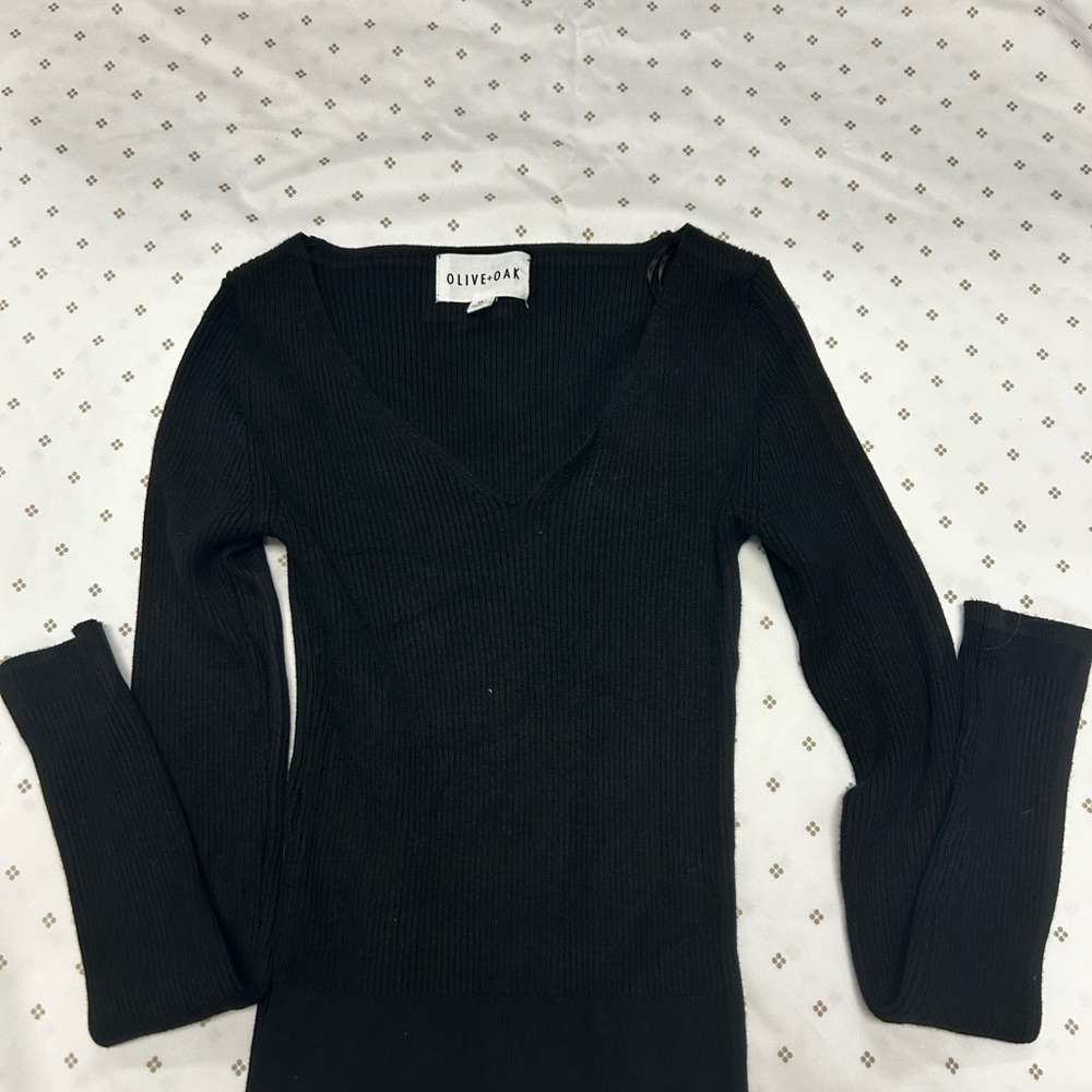 Olive & Oak Black Fitted Long Sleeve Bodysuit